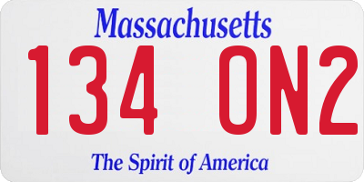 MA license plate 134ON2