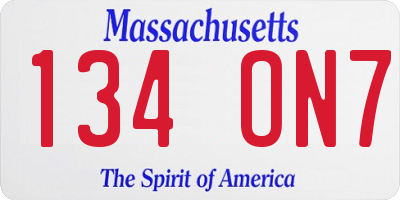 MA license plate 134ON7