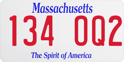 MA license plate 134OQ2