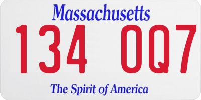 MA license plate 134OQ7