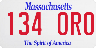 MA license plate 134OR0