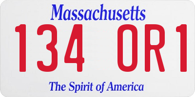 MA license plate 134OR1