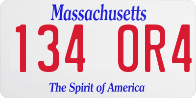 MA license plate 134OR4