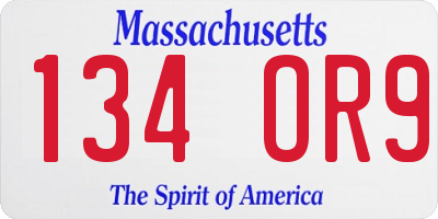 MA license plate 134OR9