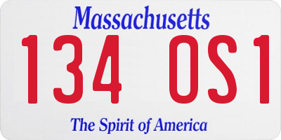 MA license plate 134OS1