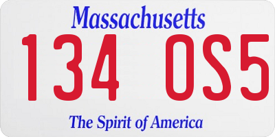 MA license plate 134OS5