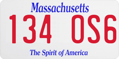 MA license plate 134OS6