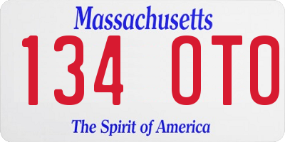 MA license plate 134OT0