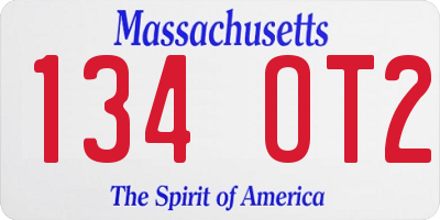 MA license plate 134OT2