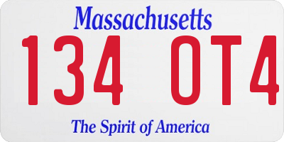 MA license plate 134OT4