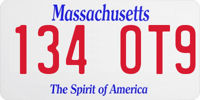 MA license plate 134OT9