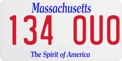 MA license plate 134OU0