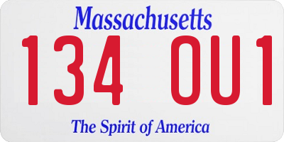 MA license plate 134OU1