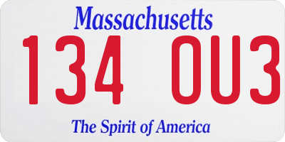 MA license plate 134OU3