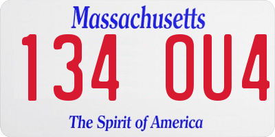 MA license plate 134OU4