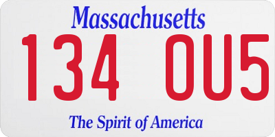 MA license plate 134OU5