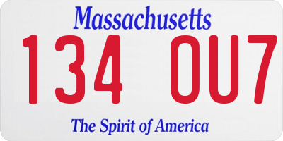 MA license plate 134OU7