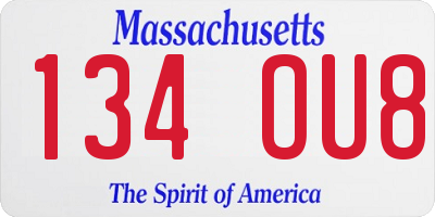 MA license plate 134OU8