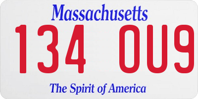 MA license plate 134OU9