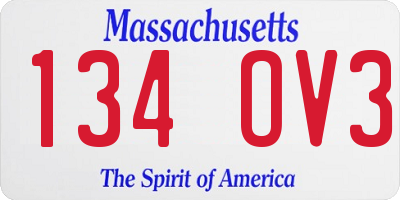 MA license plate 134OV3