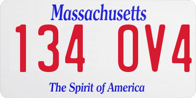 MA license plate 134OV4