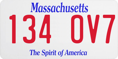 MA license plate 134OV7