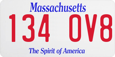 MA license plate 134OV8