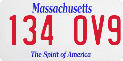 MA license plate 134OV9