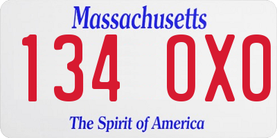 MA license plate 134OX0