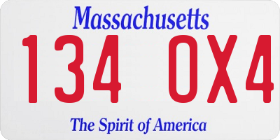 MA license plate 134OX4