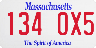 MA license plate 134OX5