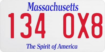 MA license plate 134OX8
