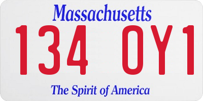 MA license plate 134OY1