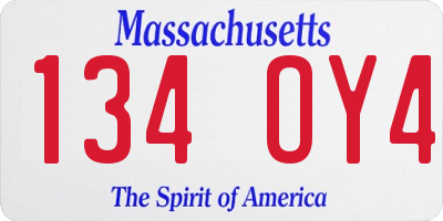 MA license plate 134OY4