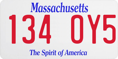 MA license plate 134OY5