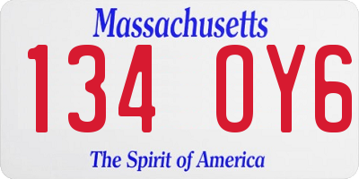 MA license plate 134OY6
