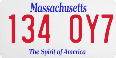 MA license plate 134OY7