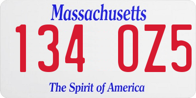 MA license plate 134OZ5