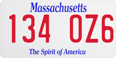 MA license plate 134OZ6