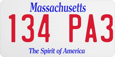 MA license plate 134PA3
