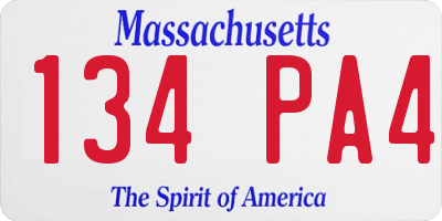 MA license plate 134PA4