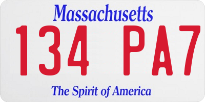 MA license plate 134PA7