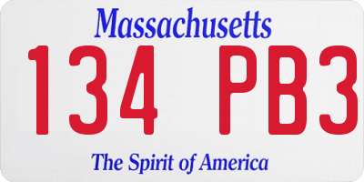 MA license plate 134PB3