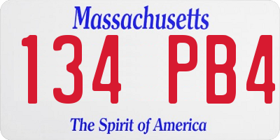 MA license plate 134PB4