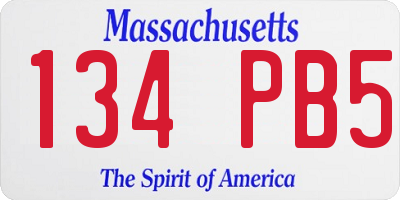 MA license plate 134PB5