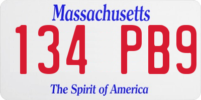 MA license plate 134PB9