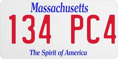 MA license plate 134PC4