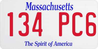 MA license plate 134PC6