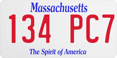 MA license plate 134PC7