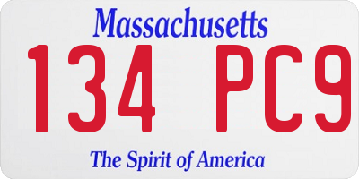 MA license plate 134PC9